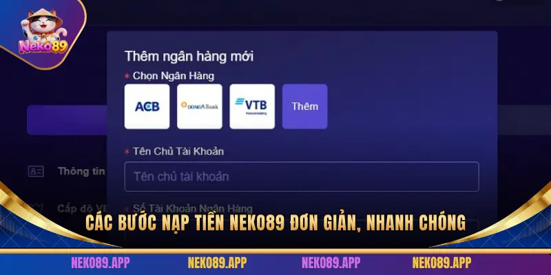 Các bước nạp tiền chi tiết