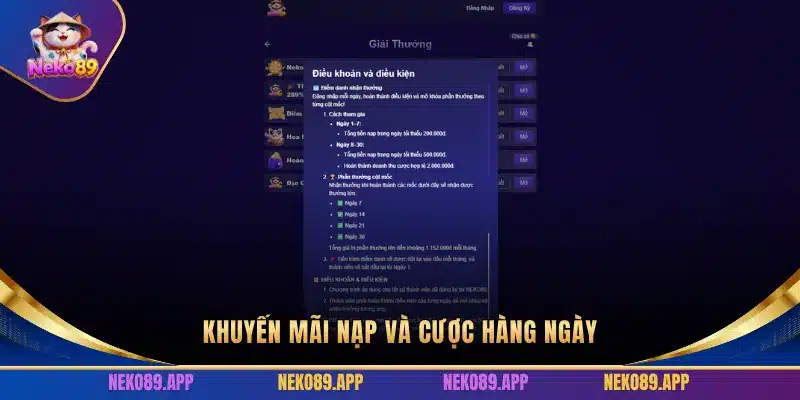 KHUYẾN MÃI NẠP VÀ CƯỢC HÀNG NGÀY