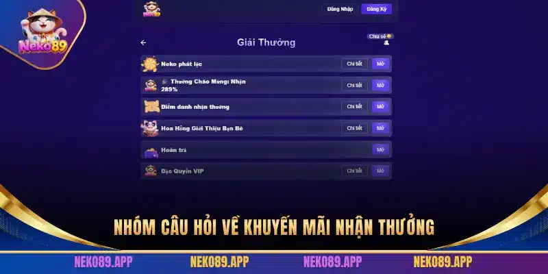 NHÓM CÂU HỎI VỀ KHUYẾN MÃI NHẬN THƯỞNG