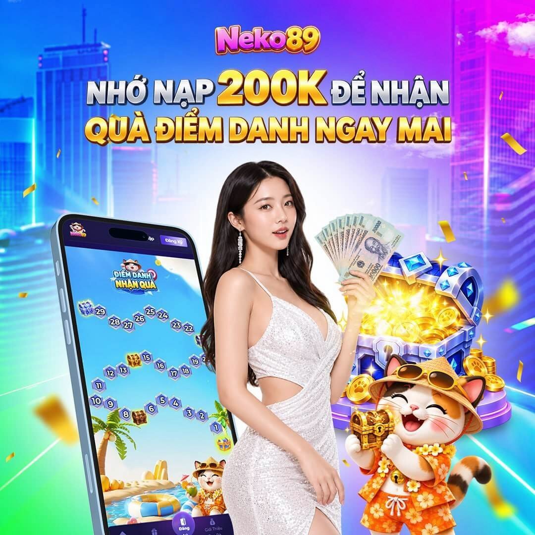 Nạp 200K là đủ điều kiện nhận quà điểm danh vào ngày hôm sau. - neko89.app